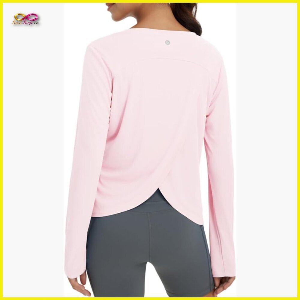 Long Sleeve Running Top UPF 50+ Quick Dry Split Back Lightweight Athletic